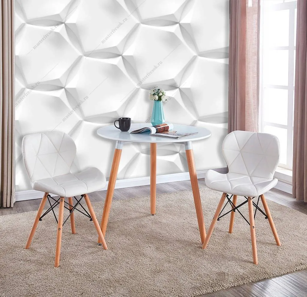 Фотообои 3д белые крупные соты  10-817