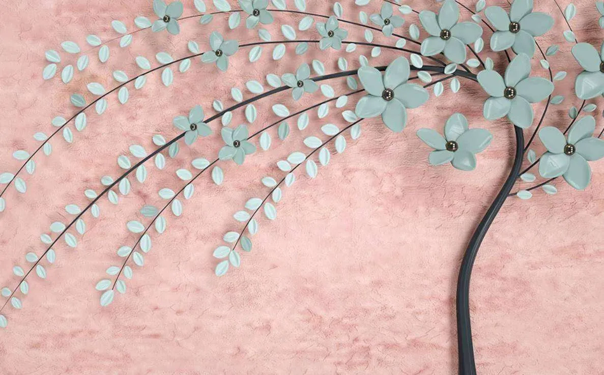 Фотообои в интерьере дерево 3д голубое  15-452 фото