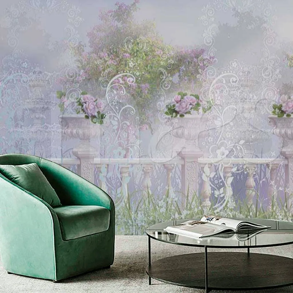 Фотообои в интерьере фон с цветами на балконе  7-258 фото