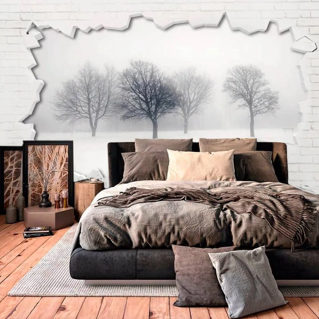 Фотообои в интерьере лес в стене  15-741 фото