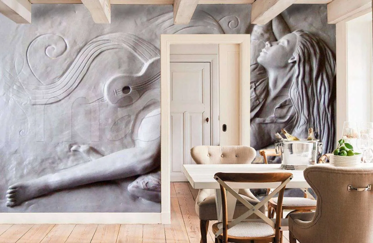 Фотообои в интерьере женщина 3д барельеф  7-803 фото