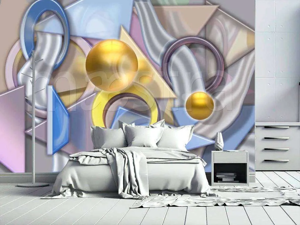 Фотообои в интерьере абстракция геометрическая  7-710 фото