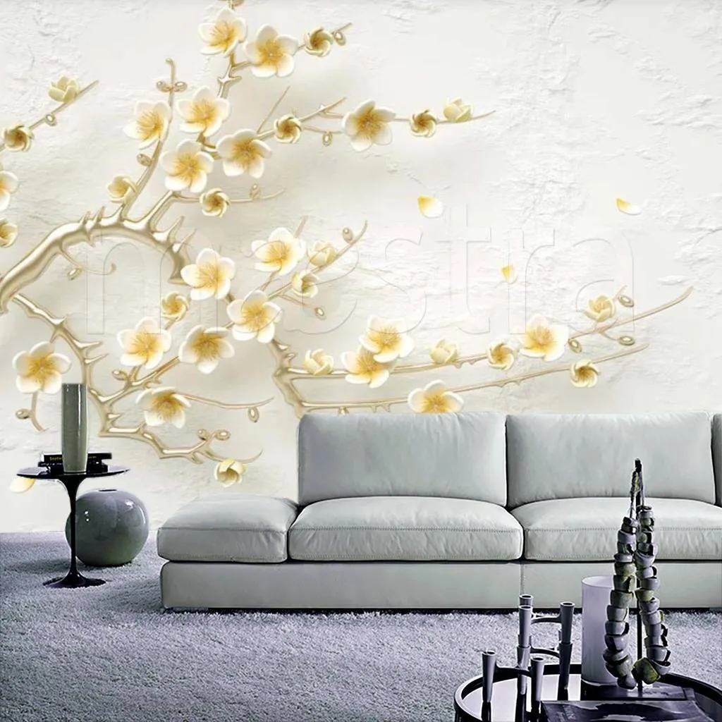 Фотообои Желтые 3д трехмерные цветы  15-022