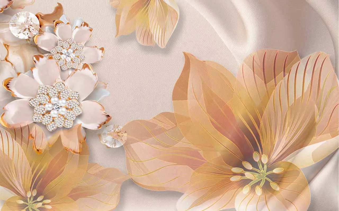 Фотообои в интерьере 3д цветы стерео  10-576 фото