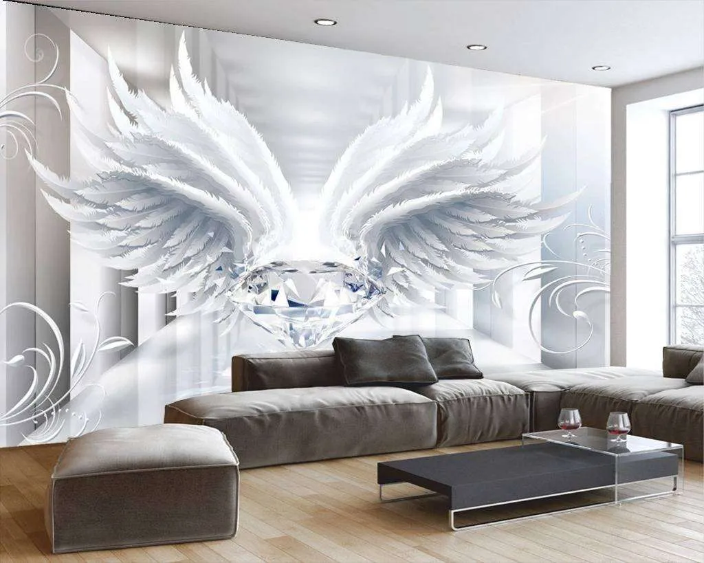 Фотообои в интерьере 3д тоннель и крылья  15-447 фото