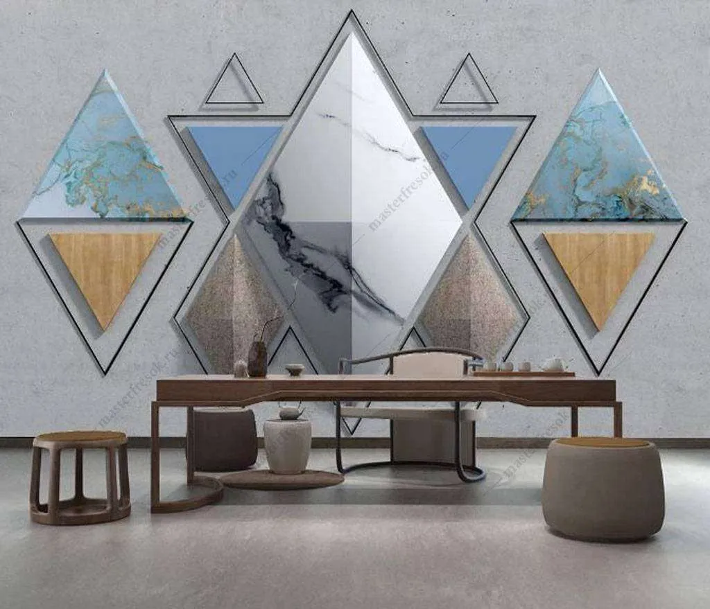 Фотообои в интерьере геометрическое искусство  16-088 фото