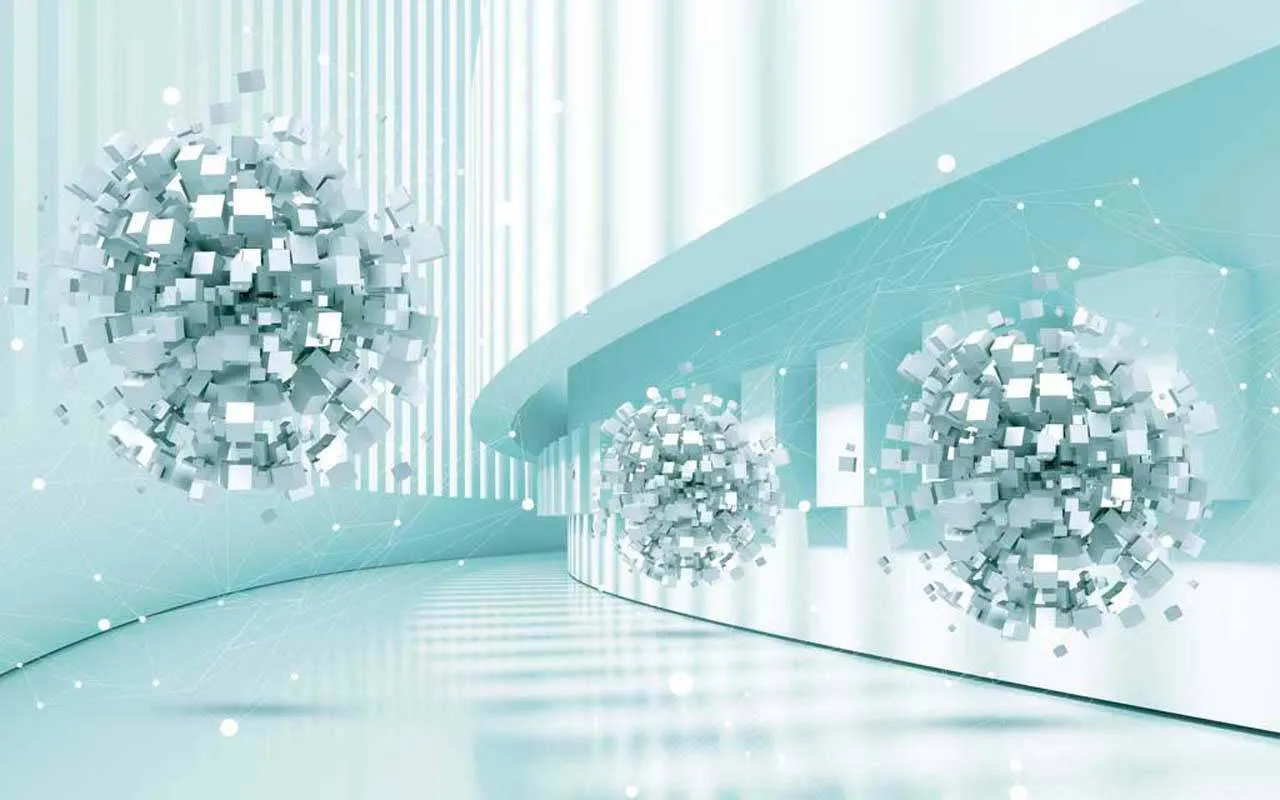 Фотообои в интерьере 3д распадающиеся шары  10-509 фото