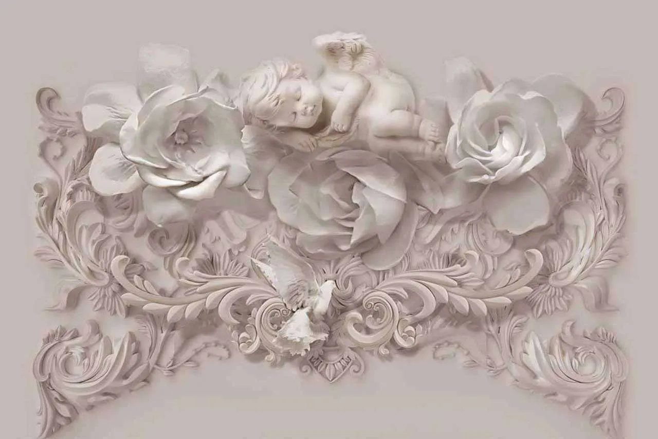 Фотообои в интерьере 3д цветы объемные  7-707 фото