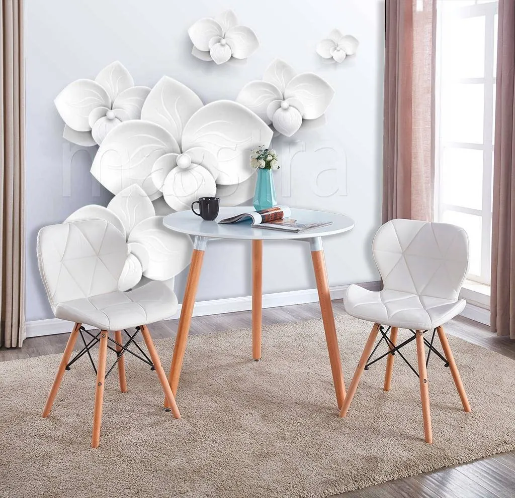 Фотообои в интерьере объёмные белые цветы  9-178 фото