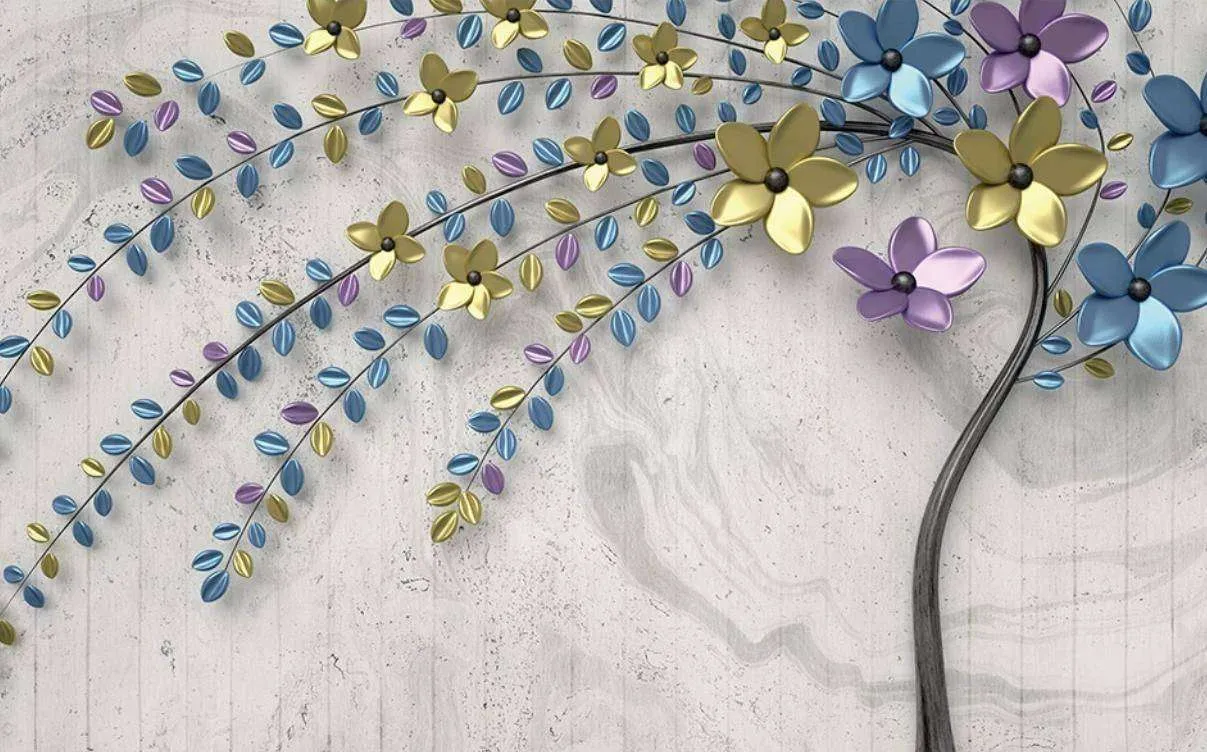 Фотообои в интерьере 3д дерево мультицвет  15-372 фото