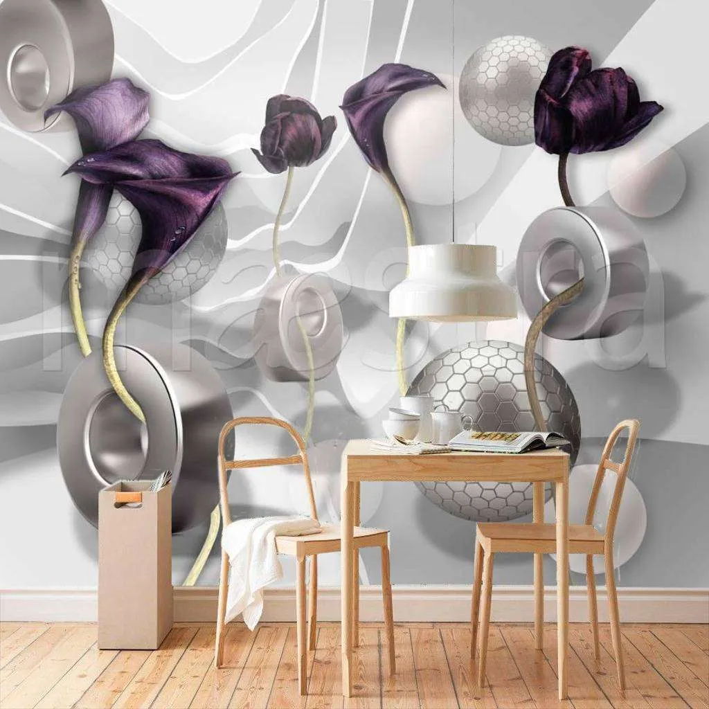 Фотообои Стереоскопические каллы с шарами  7-543