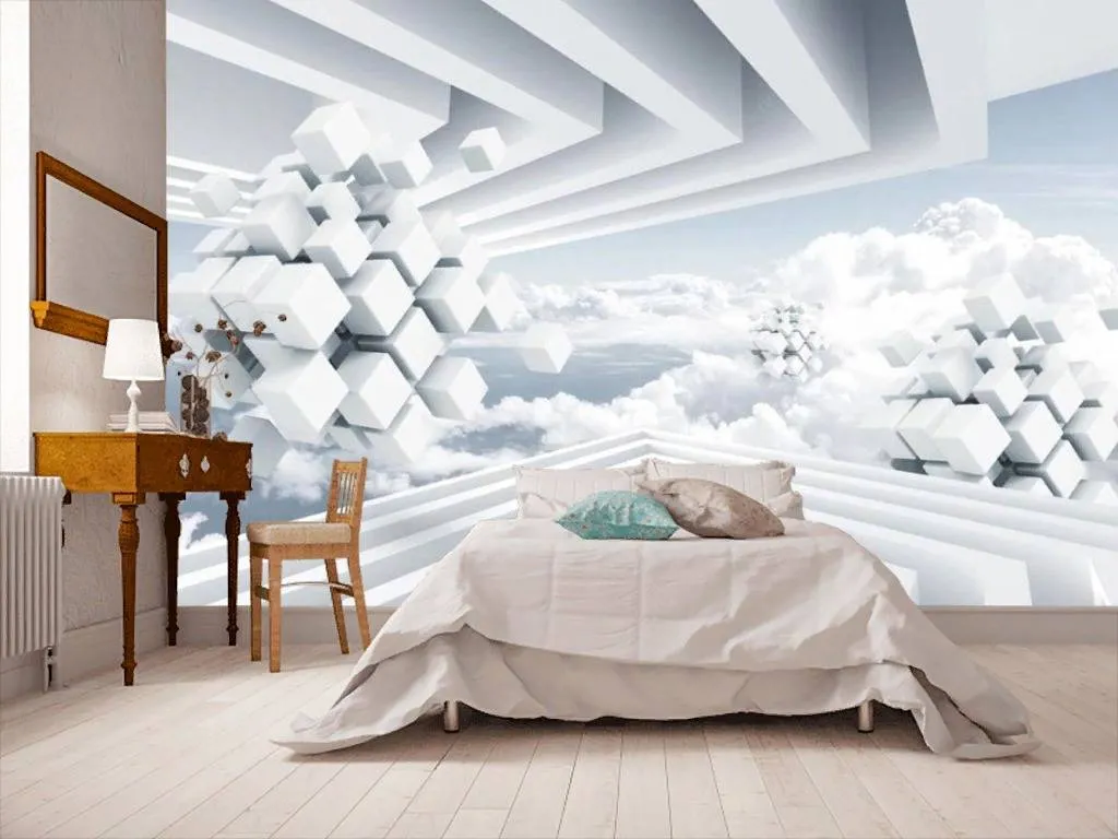 Фотообои в интерьере геометрия в облаках  15-722 фото